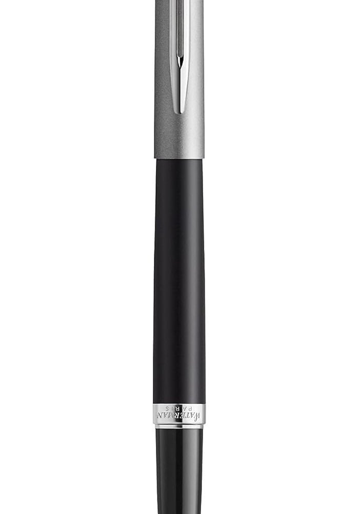 Waterman Hemisphere Essential Fountain Pen - Matte Stainless Steel and Black Barrel with Chrome Trim - Image 1